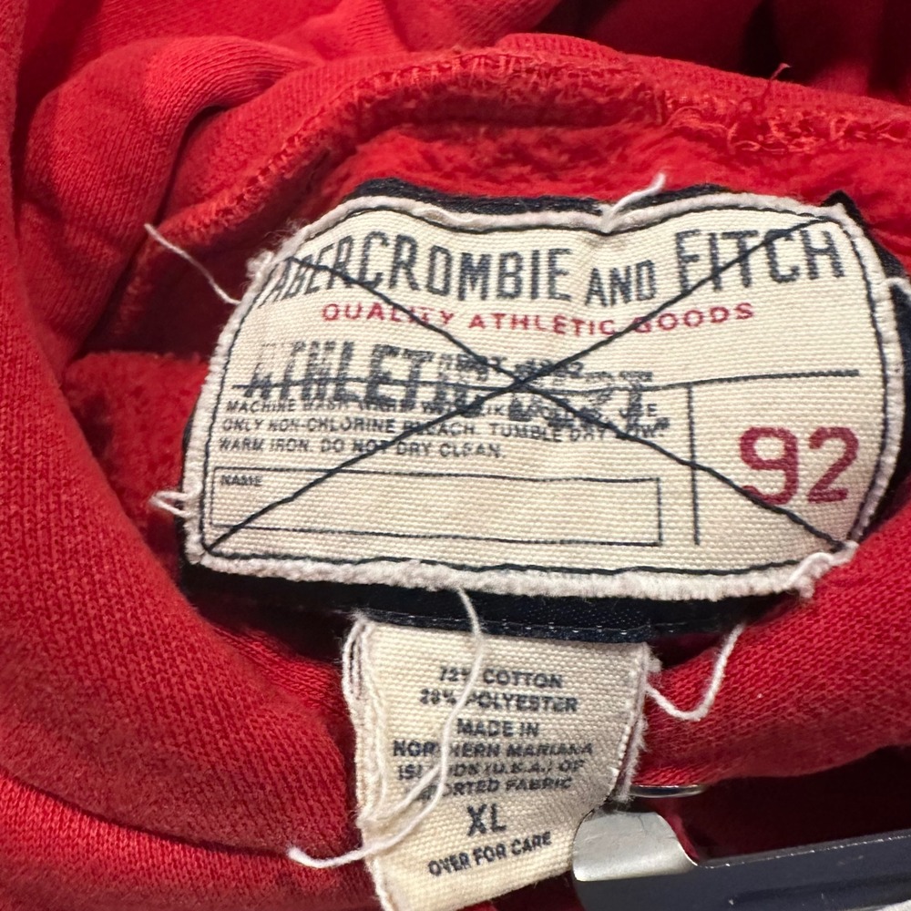 VTG Y2K Abercrombie & Fitch Mens Red Hoodie Sweatshirt XL - Picture 14 of 14